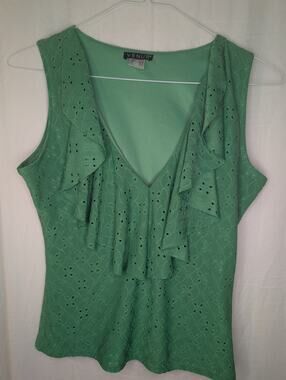 Eyelet lace v neck blouse